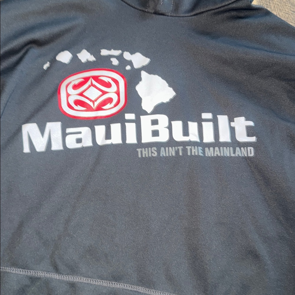 Maui Built Black Pullover Hoodie Men's XL "This Ain't The Mainland" Surf Style - Picture 3 of 8